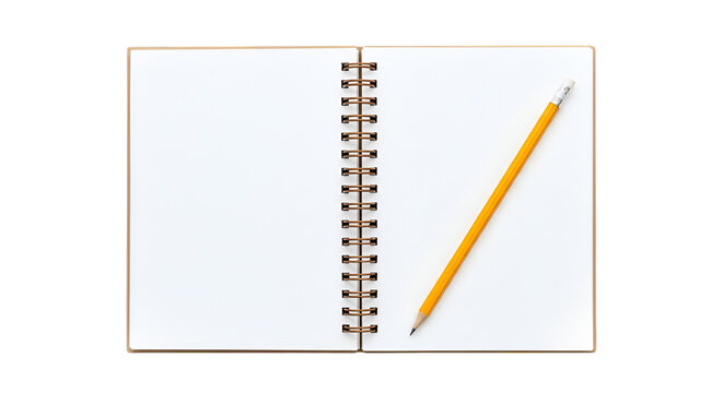Open Spiral Notebook with Yellow Pencil spiral bound