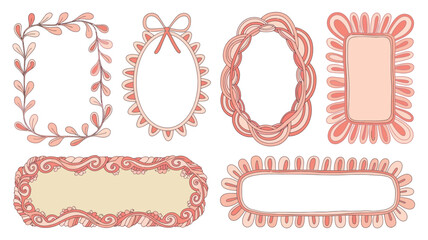 Collection of Decorative Pastel Frames with Bow and Floral Designs