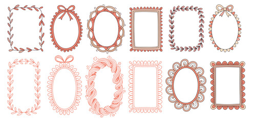 Collection of Decorative Pastel Frames with Bow and Floral Designs