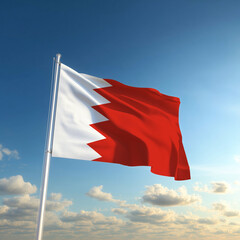 The Bahamas' flag is being waved in the azure sky. The Republic Day and Independence flag of the Bahamas