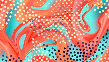 Colorful abstract floral pattern with circles and vintage decorative elements