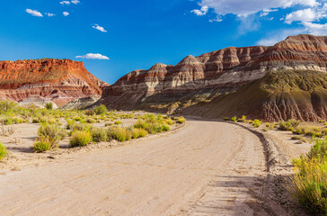 Vibrant Colored Layers on The Paria Rainbow Mountains Along Paria Movie Road, Grand Staircase- Escalante National Monument, Utah, USA