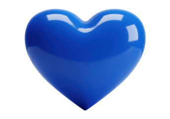 Isolated blue heart representing love and affection, graphic 3D object, design element