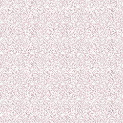 Seamless pattern with hand-drawn heart outlines in soft pink on light background