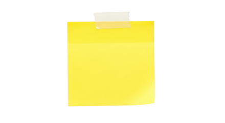 Yellow sticky note taped to a transparent background