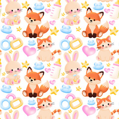 Baby Shower Joy Seamless Pattern
