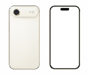 Two Pixelated Mobile Devices Showcasing Front and Back Isolated on White