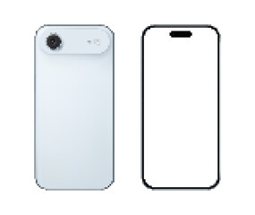 Modern Mobile Phone Design Showing Back and Front View Isolated on White