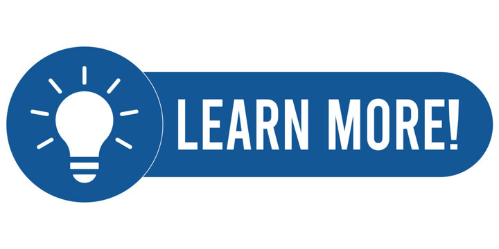 Learn More Button Vector &mdash; Blue Call-to-Action with Lightbulb Idea Icon