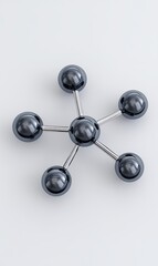 Fototapeta premium Gray Metallic Spheres Connected by Springs on a White Background 3D Render