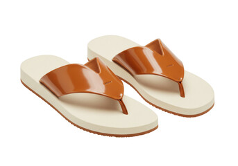 Isolated brown glossy casual flip-flops footwear for summer beach vacation wear accessory