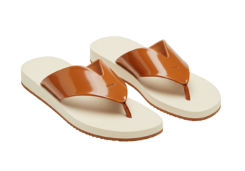 Isolated brown glossy casual flip-flops footwear for summer beach vacation wear accessory