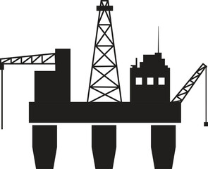 Offshore Oil Rig Platform Silhouette Vector