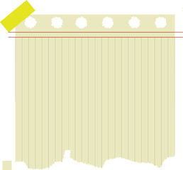 Blank Yellow Lined Notepad Paper with Sticky Tape with vector illustration