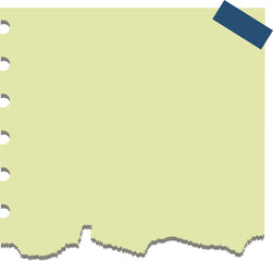 Blank Torn Notebook Paper with Blue Tape with vector illustration