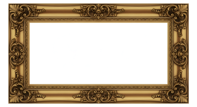 Ornate Gold Picture Frame with White Center photo