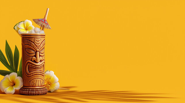 Tiki Cocktails on a yellow background