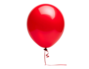 Shiny red balloon floating against a dark background