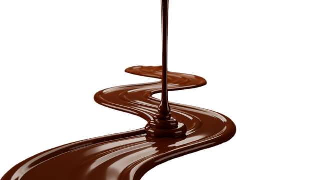 rich chocolate swirls flowing elegantly on transparent background