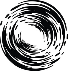 Dynamic abstract black and white brush stroke spiral movement, modern artistic circular vortex background design vector illustration.