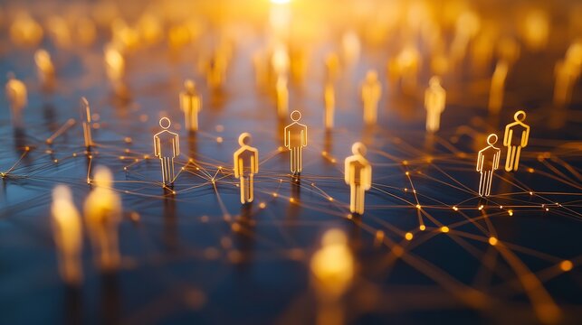 Abstract network of people connected, representing social media, communication, and global community