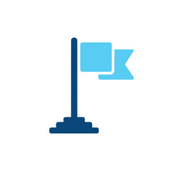 Simple blue flag icon isolated, representing success, achievement, location, mark
