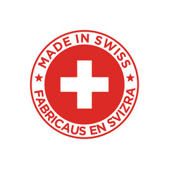 Fototapeta premium made in swiss stamp circle logo vector design with swiss flag element 