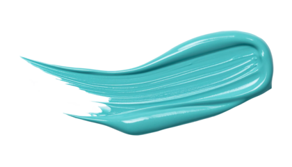 textured abstract aquamarine color paint stroke isolated on transparent background, png