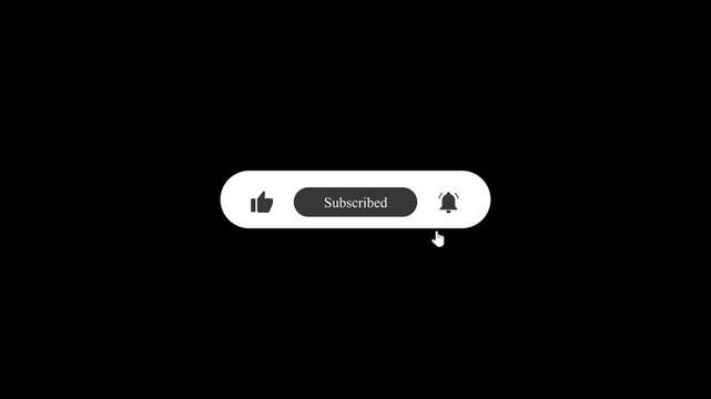 Subscribe Button Animation with Mouse Click, Like, and Bell Notification Icons | Call to Action for Social Media and Video Channels