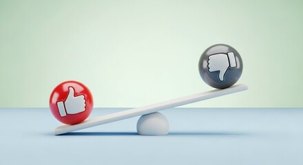 Seesaw balancing red and gray spheres with social media icons