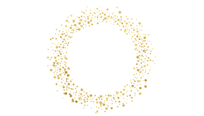 Sparkling golden oval frame made of tiny lights isolated on transparent background