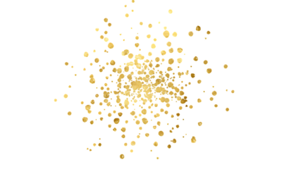 Abstract burst of golden bokeh lights with a glowing center isolated on transparent background