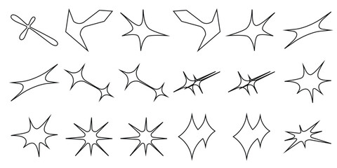 Collection of Black and White Starburst and Sparkle Graphic Elements