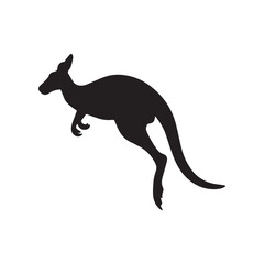 Jumping Kangaroo Silhouette – Minimalist Black Icon of Wildlife, Motion, and Australian Nature
