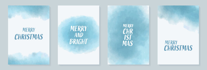 Abstract art background vector. Luxury minimal style wallpaper with Blue Watercolor stains and phrase Happy Holiday, Organic shapes Watercolor. Vector background for banner, poster, Web and packaging