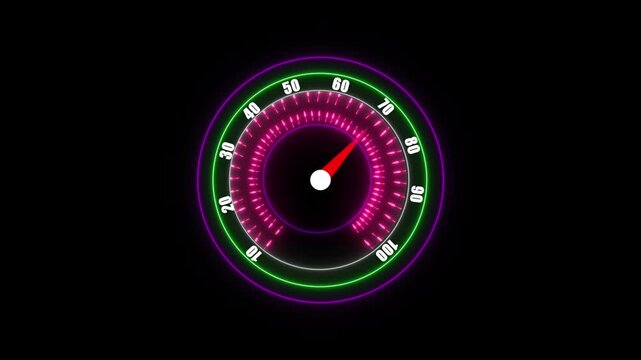 Digital symbols at the speedo meter. Car speedometer and counter - Speed concept. 4k video