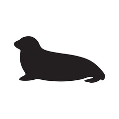 Seal Silhouette Lying Down – Minimalist Black Icon of Marine Wildlife and Ocean Nature