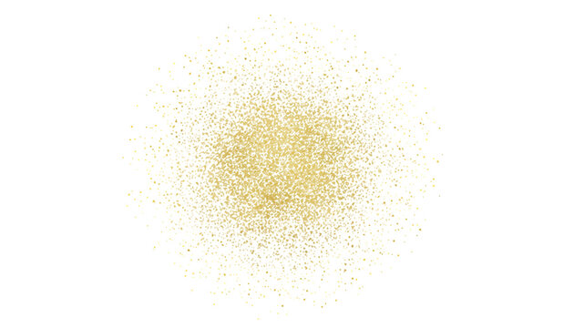 Abstract glowing light burst with golden and green particles isolated on transparent background