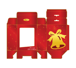 Event gift boxes Red and Gold Christmas  Die Cut Template