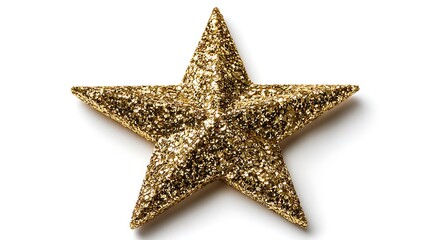 Golden glittery star isolated on the white background 