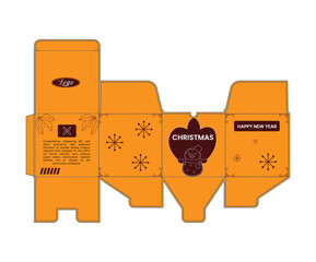 Marry Christmas and New Year Gift box printable packaging template