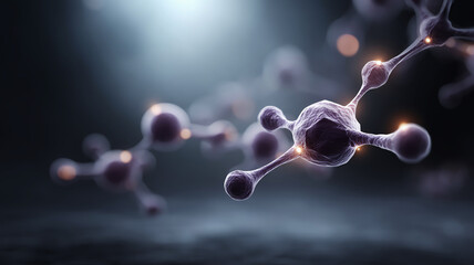 Glowing molecule structure an abstract background representing science, technology, and futuristic innovation for medical and research concept