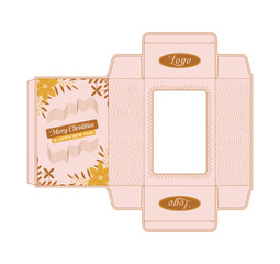 Christmas Gift Box Packaging Template with holding and Floral Accents