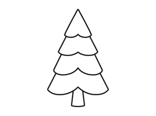 Fototapeta premium Christmas Tree Sketch Line Art 