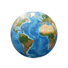 Fototapeta premium Detailed Earth Globe with Continents and Oceans isolated on a transparent background