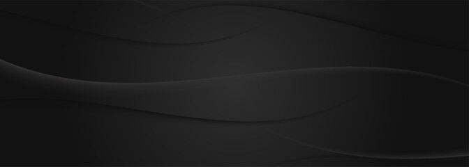 3D black geometric abstract background overlap layer on dark space with waves shape decoration. Minimalist modern graphic design element cutout style concept for banner, flyer, card, or brochure cover