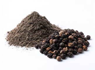 Black pepper spice and peppercorns for cooking seasoning