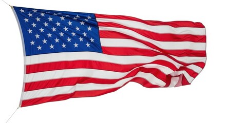 Fototapeta premium Vibrant American Flag Waving in the Wind Against a Clear Blue Sky Background