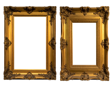 Two ornate antique gold ornate photo frames - Powered by Adobe