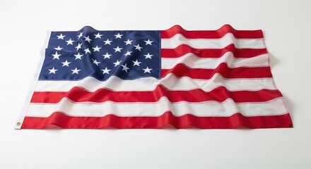 Obraz premium Waving American Flag on Soft Surface with Gentle Shadows and Highlights in Natural Lighting